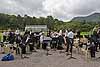 The band warms up for an outdoor concert at Muckross House in Killarney National Park