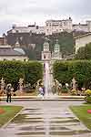 Mirabell Gardens with a castle in the background