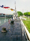 The deck of the USS Cod, a WWII American submarine which has been turned into a floating museum.