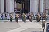 A military band rehearses in front of the Palazzo Ducale in Modena, Italy