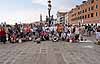 The band poses for a group photo in Venice, Italy