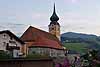 The Catholic church in twilight, Schladming, Austria