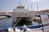 A double-hulled yacht in St-Tropez