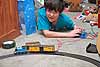 Christopher with model train, Christmas 2012