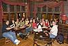 Several band members having dinner and a drink