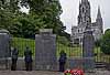 Band members taking pictures of St. Fin Barre's Cathedral, Cork