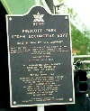 The plaque giving information on the locomotive