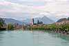 A view of the River Aare flowing through Interlaken